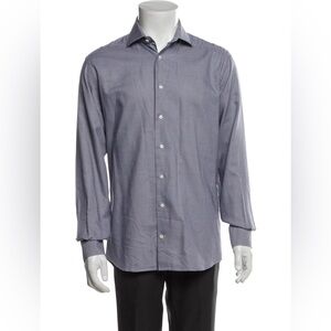 Suitsupply Navy Checkered Button Down Shirt